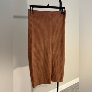 Free People Rust Ribbed Pencil Skirt